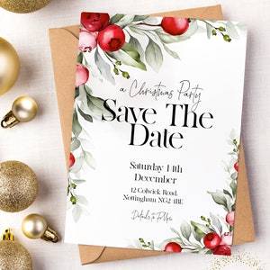 Save the Date Christmas Party Invitation Editable Template Holiday Save the Date Christmas Party Invitation Editable Template Holiday