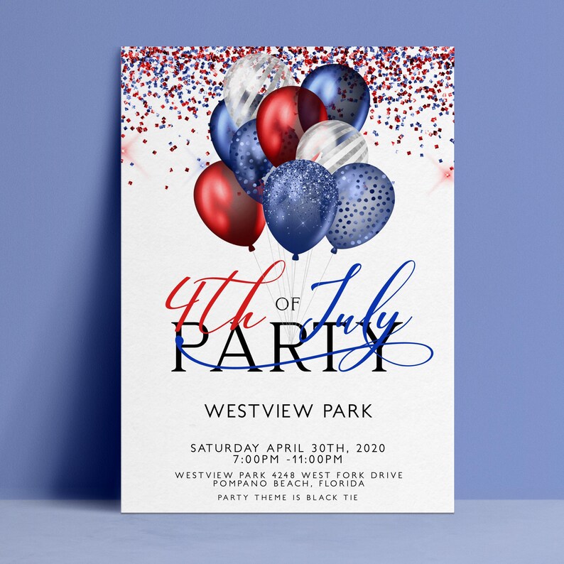 The image is a poster for a 4th of July party at Westview Park.
