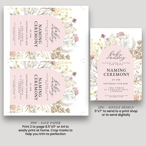 Naming Day Invite: Elegant Floral Baby Naming Ceremony Invitation - Neutral Colors, Editable Template, Minimalist Style image 4