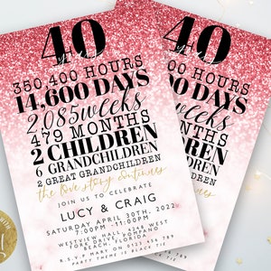 40 Anniversary Invitation Ruby Wedding Anniversary Editable Invitation Template Ruby Wedding Party Instant Download  Printable