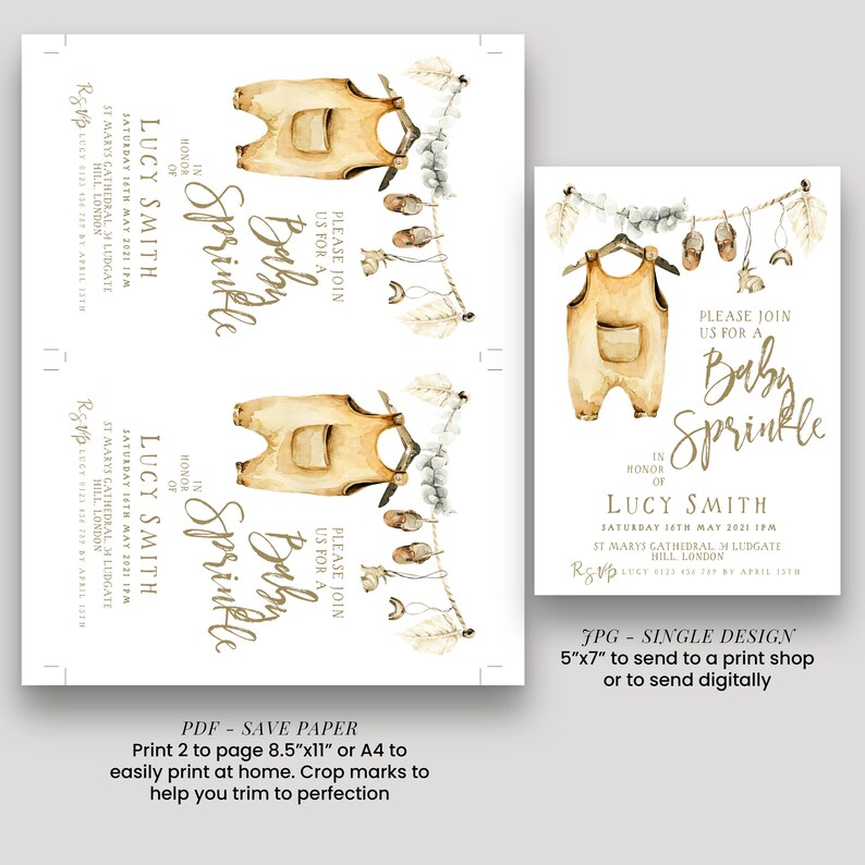 Baby Sprinkle Invite Boho Neutral Editable Invitation, Gender Neutral Style (5x7 Inches, Instant Download, Printable Template) image 4