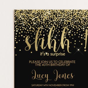 The image is a birthday party invitation for a 40th birthday celebration.