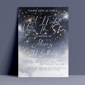 The image is a birthday party invitation for a 21st birthday celebration.