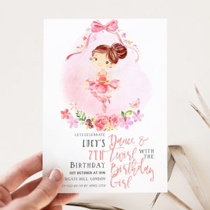 Ballet Birthday Invitations Printable EDITABLE Invitations for Girls ...
