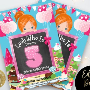 5th Birthday Invitation Editable Child INSTANT DOWNLOAD Template Cakes ...