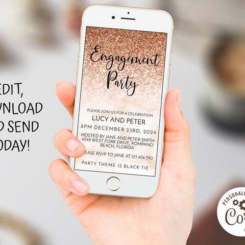 Paper & Party Supplies Paper Digital Engagement Party Invitation