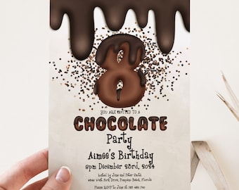 8th Chocolate Party Invitation Editable Instant Download Template Invite Printable Editable