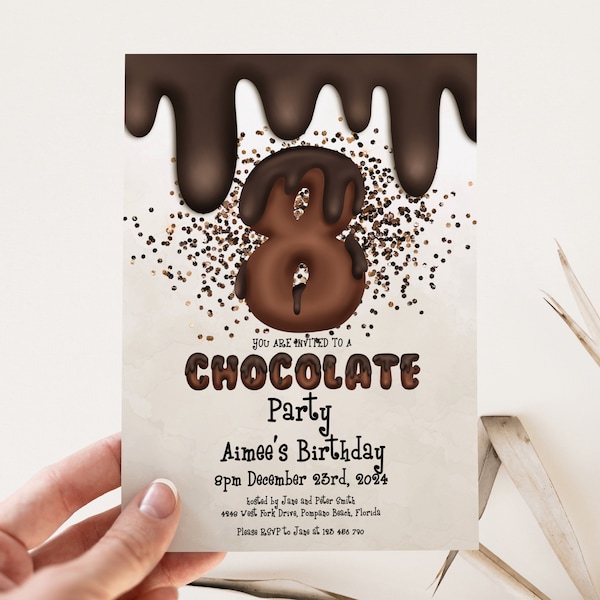 8th Chocolate Party Invitation Editable Instant Download Template Invite Printable Editable
