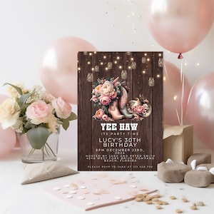 Rustic Birthday Invitation, Editable Country Western Template, Cowgirl 30th Birthday Digital Invitation Printable Line Dance Party Download