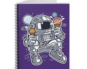 Icecream Loving Spaceman Notebook - Ruled Line - Spiral Bound