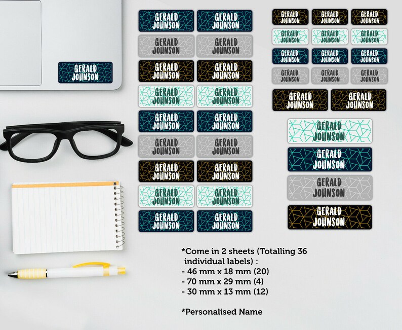 Exclusive Personalised Vinyl Name Labels for Older Kids to Adult Etsy