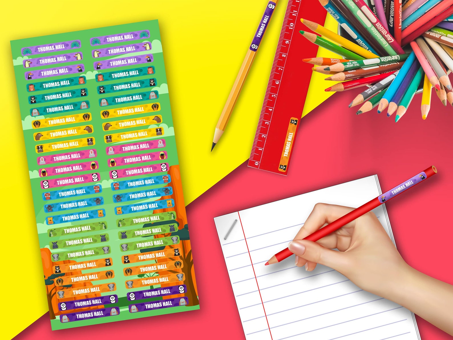 Personalised Pencil Name Labels Kids Pencil Pen Stationary Etsy