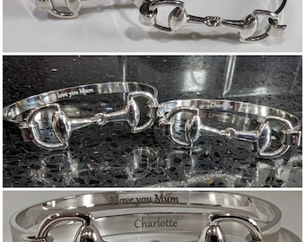 Personalised Horse Bit Design Bangle Bracelet - A Lovely Equestrian Gift