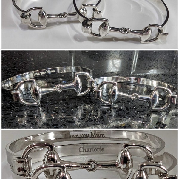 Personalised Horse Bit Design Bangle Bracelet - A Lovely Equestrian Gift