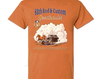 T-shirt Gopher State State Association Texas Orange Show Shirt Minnesota Car Club Drag Racing