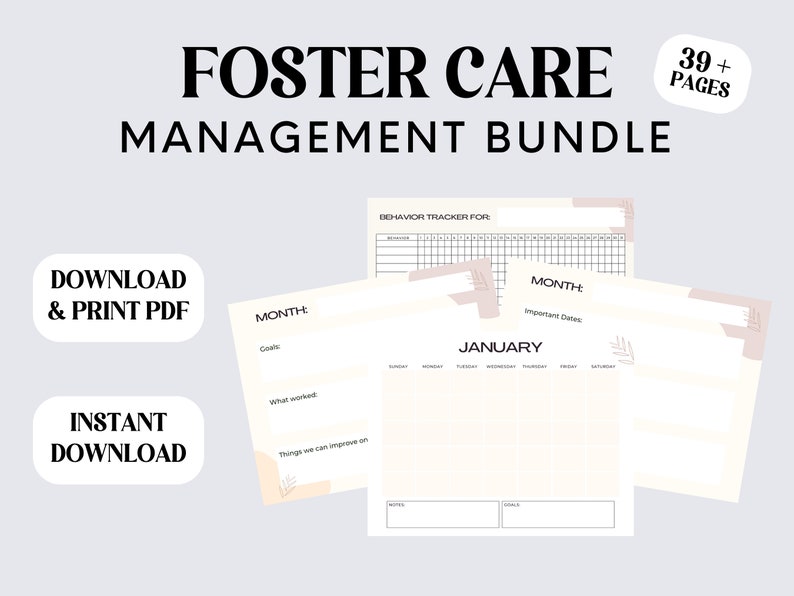 Foster Care Management Binder Pages 8.5 X 11 Inches Printable ...
