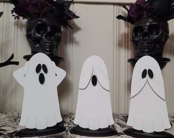 Wise Ghost Trio Laser SVG, See, Speak, Hear No Evil Ghosts