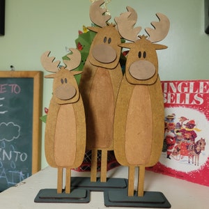 Instant Digital Download Standing Moose Trio Laser SVG