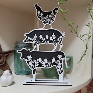 Stacked Wildflower Farm Animals Laser SVG