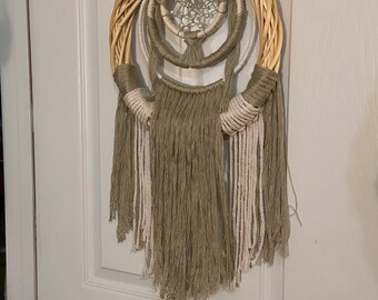 Cream and Sage Dreamer Dreamcatcher/Wall Hanging designed and handmade by me.