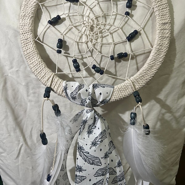 Navy and Feathers Dreamer Dreamcatcher / Wall Hanging designed and handmade by me.