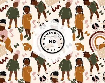 Modèle sans couture de fille afro-américaine : papier de scrapbooking (numérique)