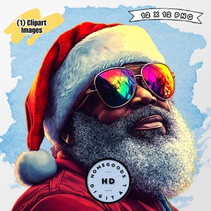 Black Santa Clipart: African American Santa PNG Bundle (Digital Download)