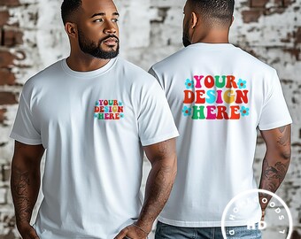 Maqueta de camiseta Bella Canvas 3001: Hombre afroamericano (Descarga digital)