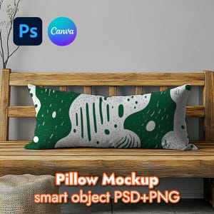 Lumbar Pillow Mockup: Rectangle Pillow PSD & Canva PNG (Digital Download)