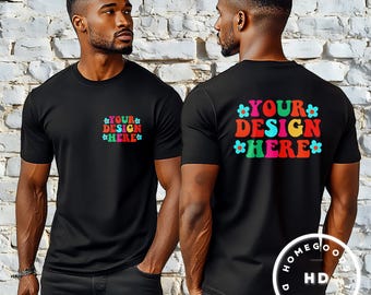 Maqueta de camiseta Black Bella Canvas 3001: Hombre afroamericano (Descarga digital)
