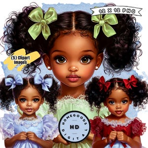 Black Girl Clipart: Lace Dress PNG Graphics (Digital Download)