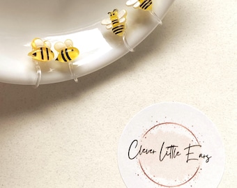 Tiniest little bumblebee invisible clip on earrings, bee earrings