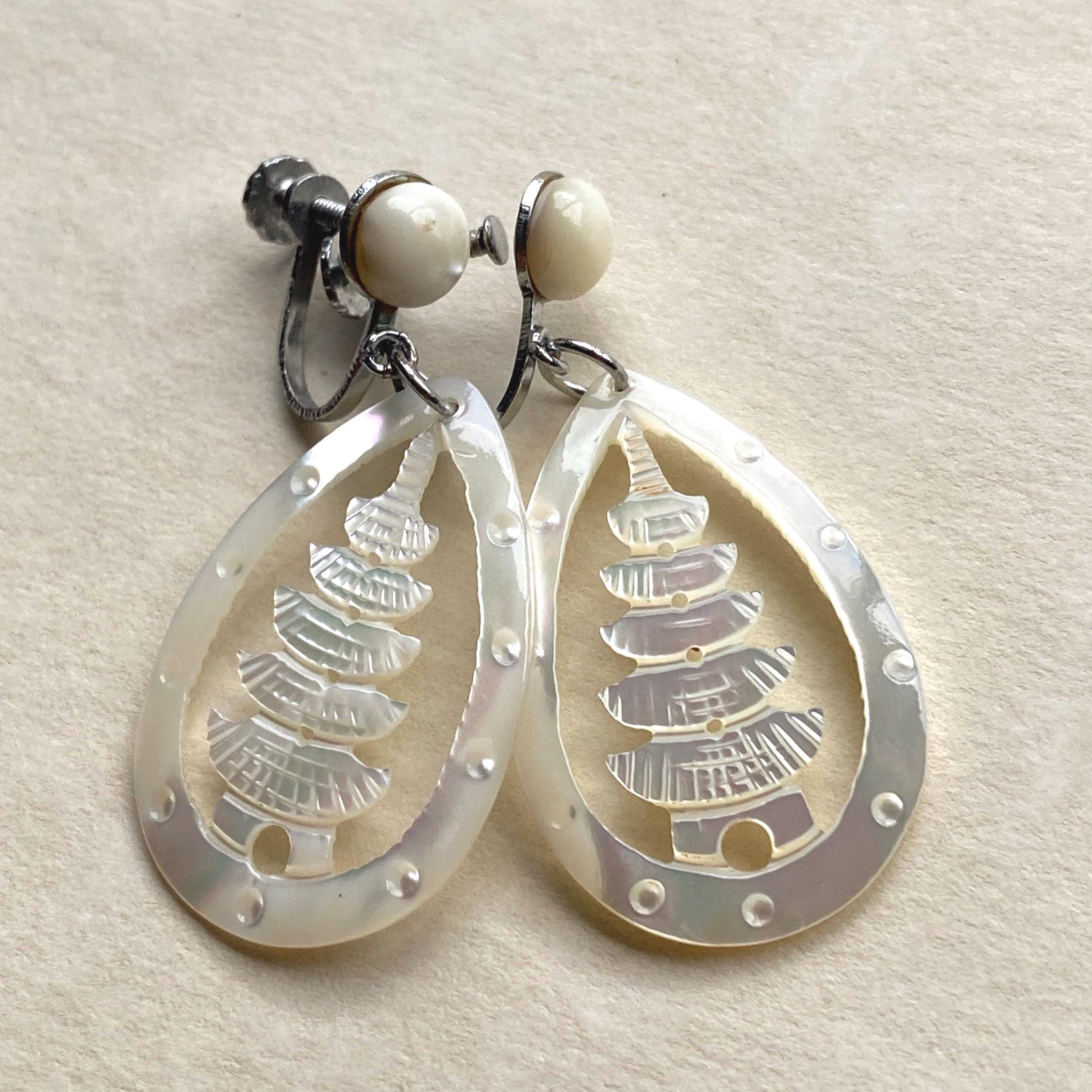 ヴィンテージ マザーオブパール ティアドロップ イヤリング