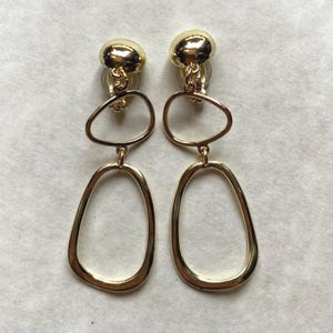 Gold Clip On Hoop Earrings: Modern Dangle Drop