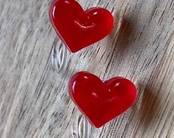 Small heart invisible clip on earrings