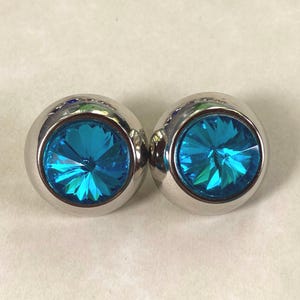 Vintage large clip on rivoli rhinestone earrings unworn deadstock