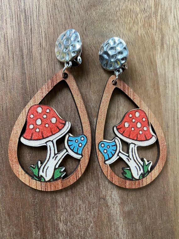 Clip on cheap mushroom earrings