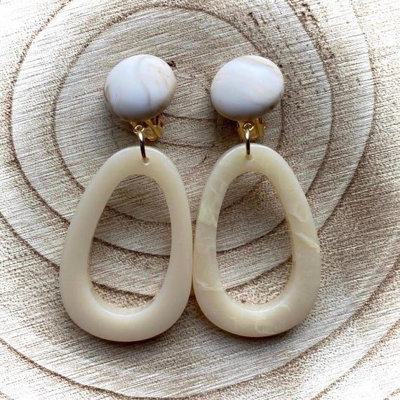 Boucles D'oreilles Clips XXL Vintage En écaille De Tortue - Ancien, Occasion