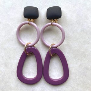 Dangling abstract clip on earrings, geometric modern olive and yellow earrings