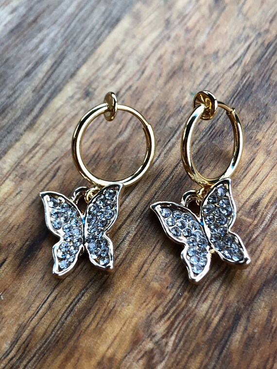 Rhinestone butterfly earrings deals
