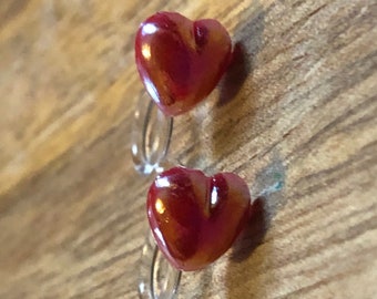 Tiniest little hearts invisible clip on earrings (no pierce| no piercing| clip-on)