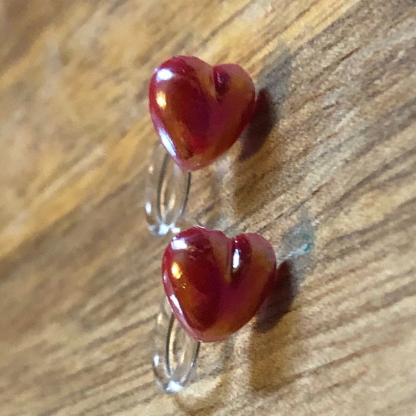 Tiniest little hearts invisible clip on earrings (no pierce| no piercing| clip-on)