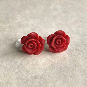 Matte Resin Rose Clip On Earrings - Non Pierced