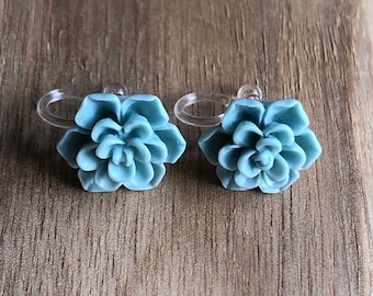 Adorable flower invisible clip on earrings (no piercing no pierce)