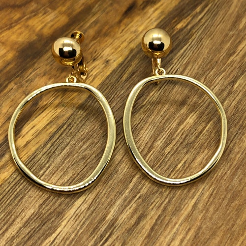 Gold Clipon Hoop Earrings Clipon Earrings Clipon Hoop Etsy