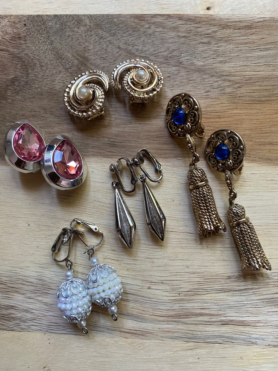 Vintage Clip on Earring Lot Five Pairs Clip on Earrings Etsy
