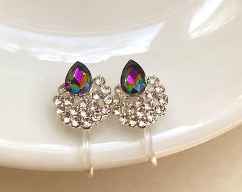 Tiny Rhinestone Invisible Clip-On Earrings, Detailed Plastic Studs