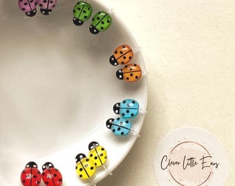 Tiniest little ladybug invisible clip on earrings