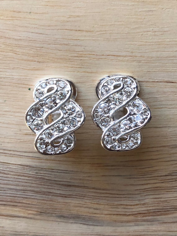 Vintage Vendome Silver Rhinestone Clip on Earrings Etsy Australia
