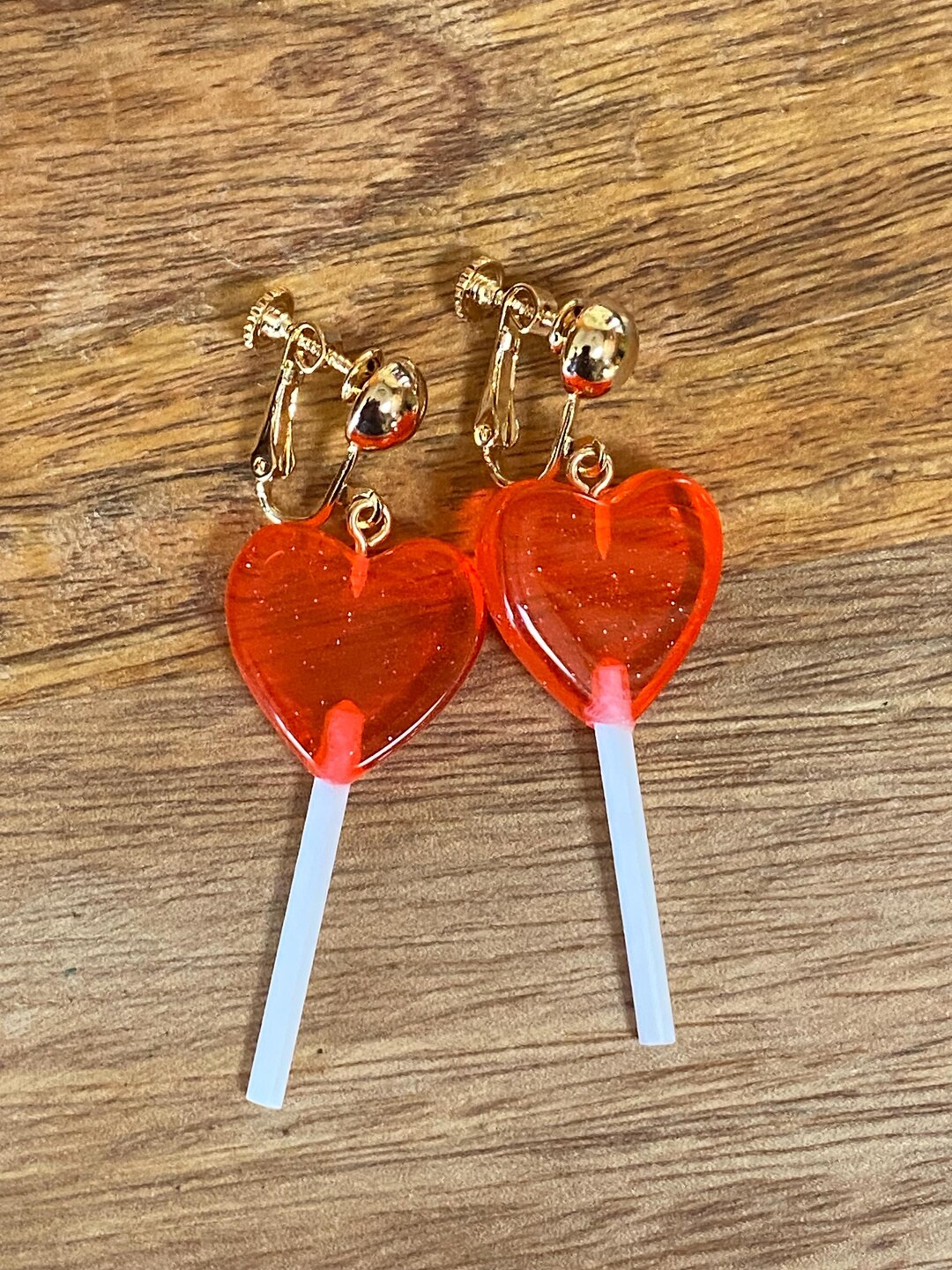 Red lollipop earrings discount